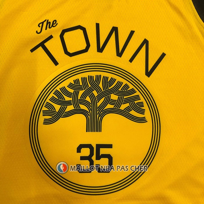 Maillot Golden State Warriors Kevin Durant NO 35 Earned Jaune